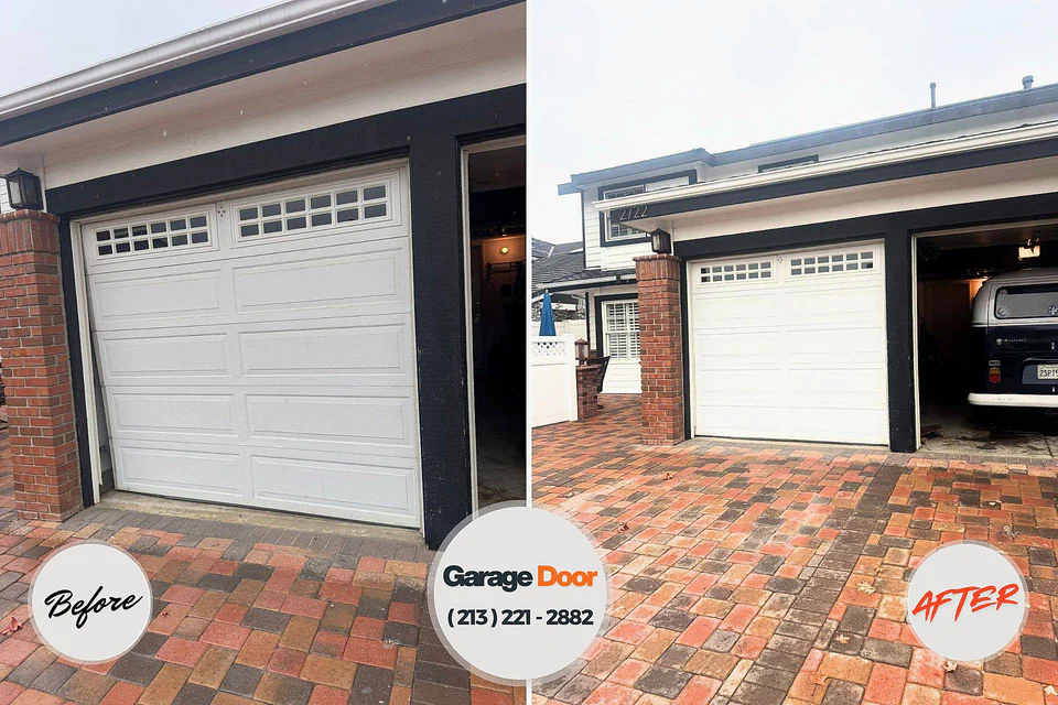 Before and after: garage door repair Roseland, OH